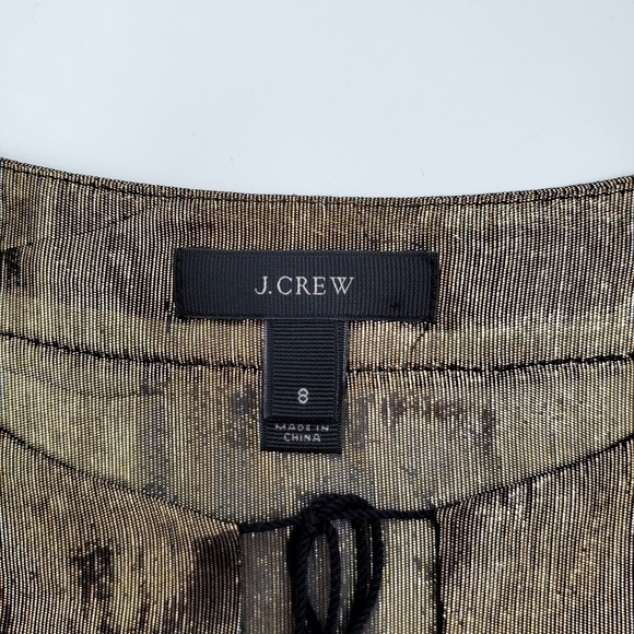 J.Crew Metallic Gold Silk Mix Long Sleeve Pullover Blouse - Picture 4 of 7